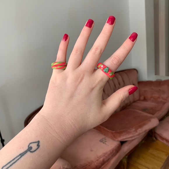 FREE ADD ON Handmade Raw Emerald Clay Ring Sz 7.5 - Picture 2 of 5